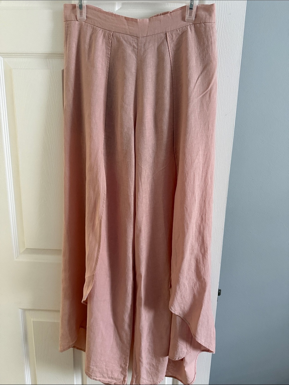 ViX Paula Hermanny Light Pink Linen-Blend Wrap Trousers - size Large
